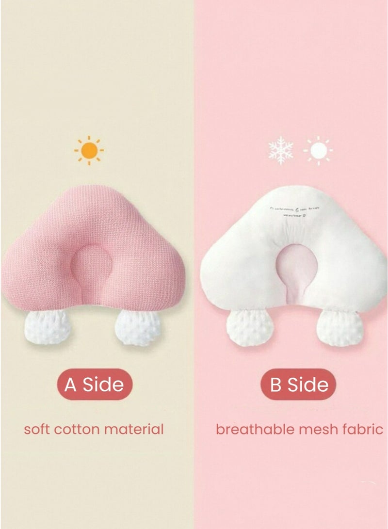 Baby Head Support Pillow for Newborns, Memory Foam Infant Pillow with Adjustable Height and 2 Removable Fixing Posts, Double-Sided Soothing Nursing & Sleeping Cushion, Soft Breathable Baby Bedding Pillow（Pink） - Image 5